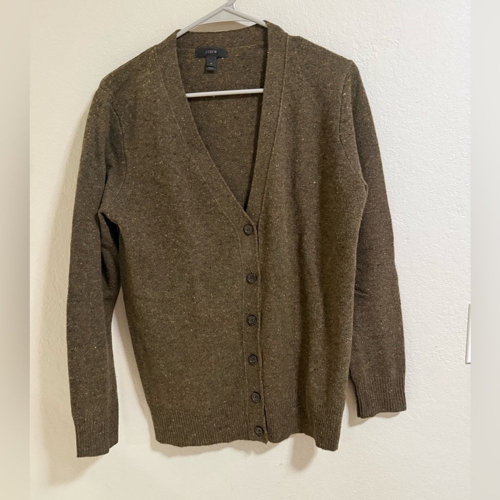 J.Crew Brown Merino Wool V Neck Cardigan Size M